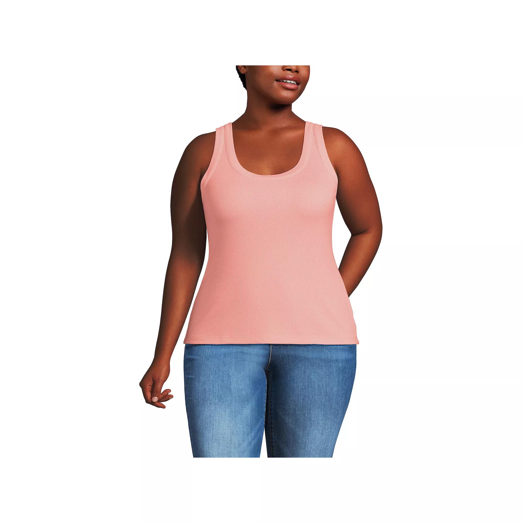 Plus Size Lands' End Drapey Rib Fitted Tank Top, Women's, Size: 1XL, Light Purple Product Image