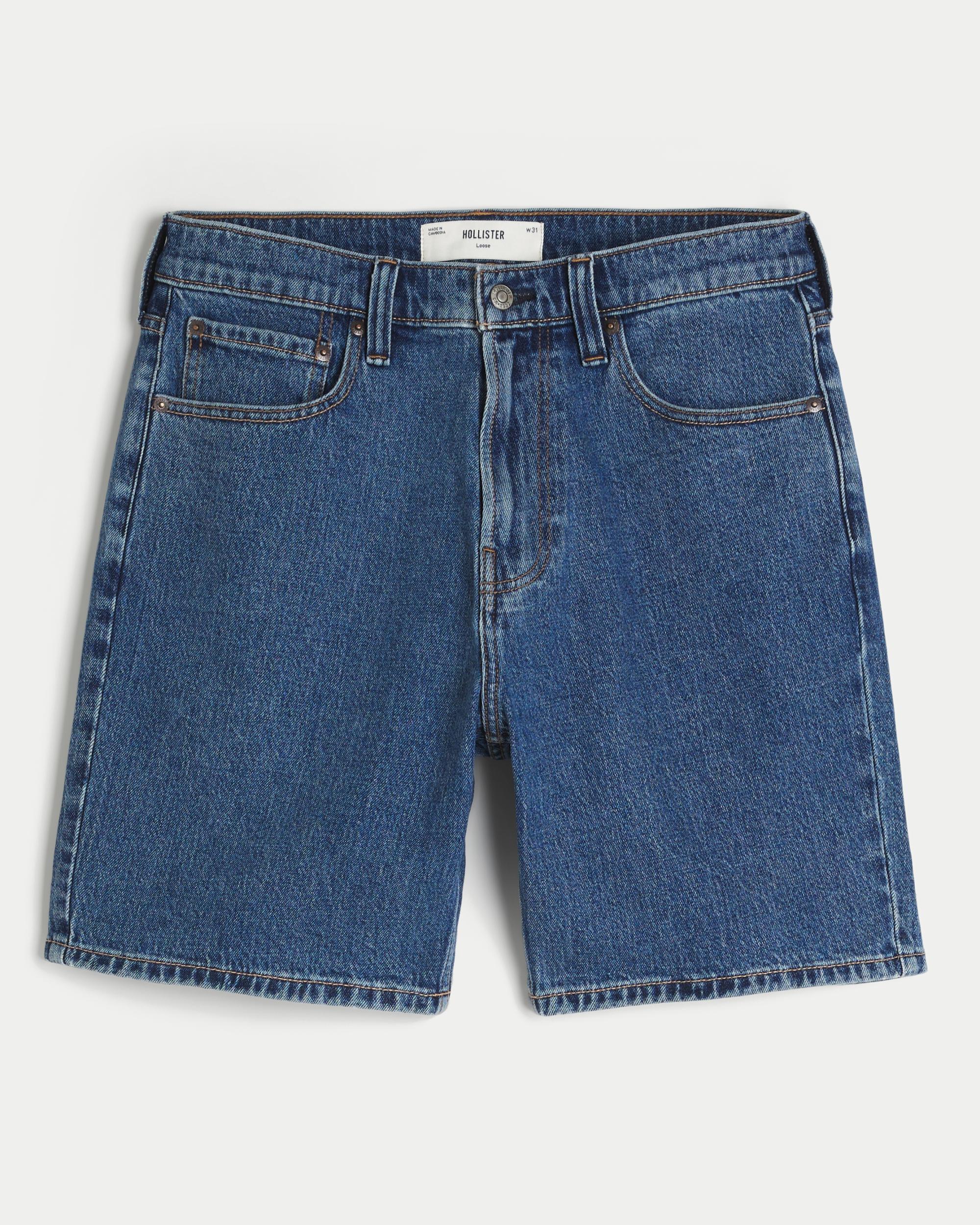 Above-the-Knee Loose Denim Shorts Product Image