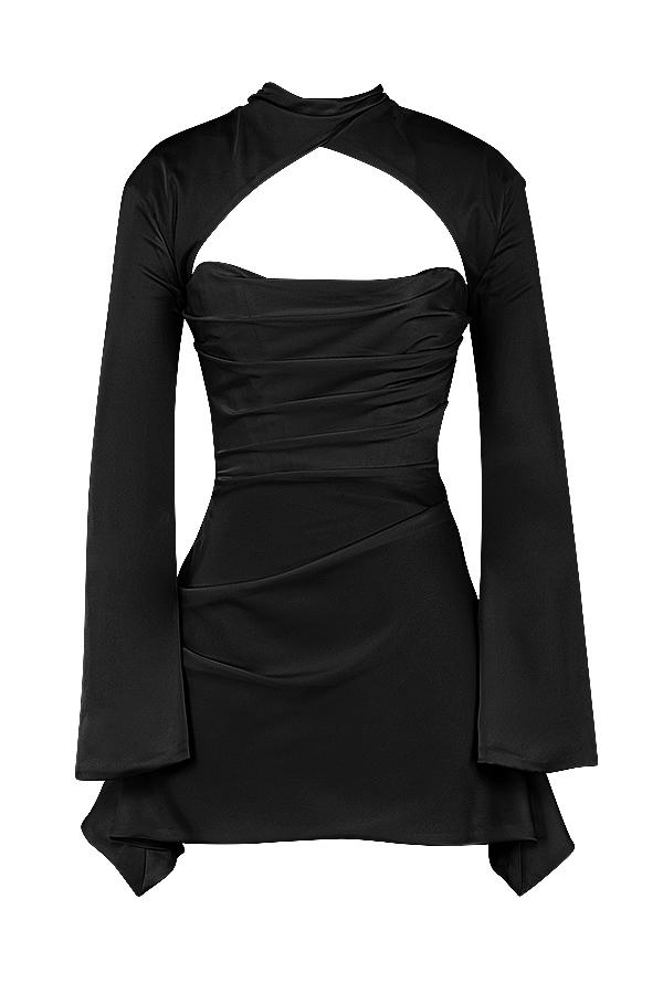 Toira  black draped corset dress Product Image
