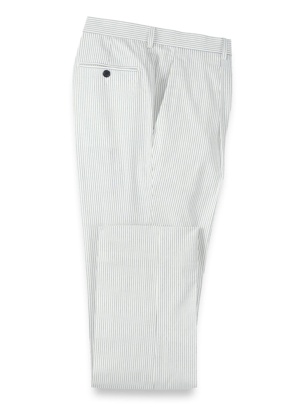 Cotton Stretch Stripe Seersucker Peak Lapel Suit - White/blue Product Image