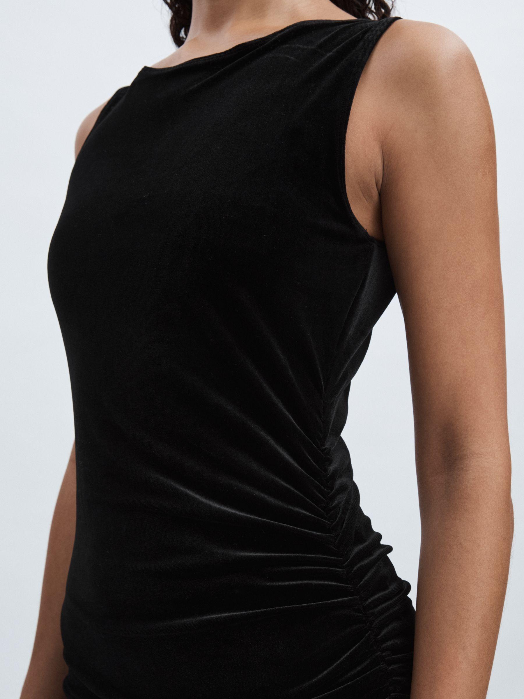 Good American Velvet Ruched Mini Dress in Black Product Image