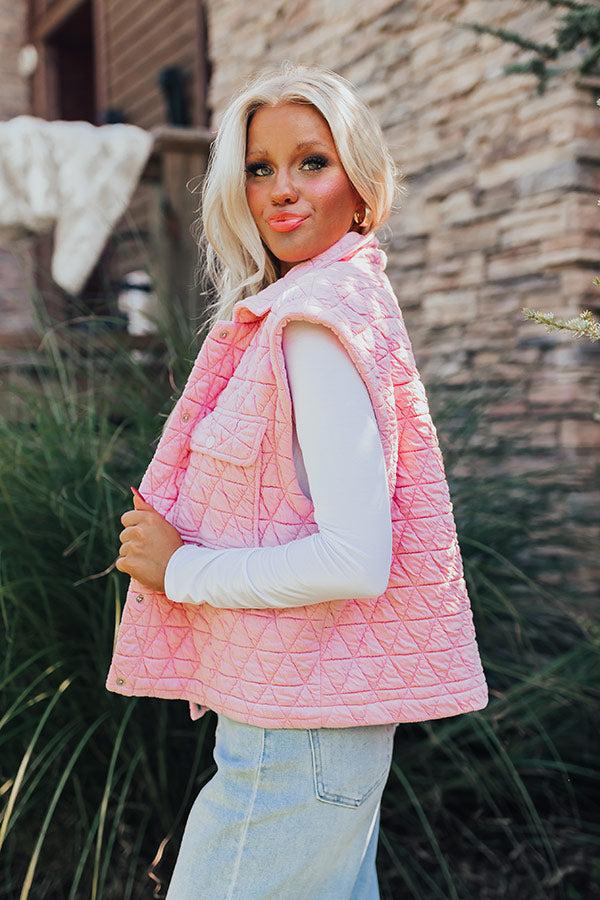 Mountain Lodge Cutie Quilted Vest in Pink Product Image
