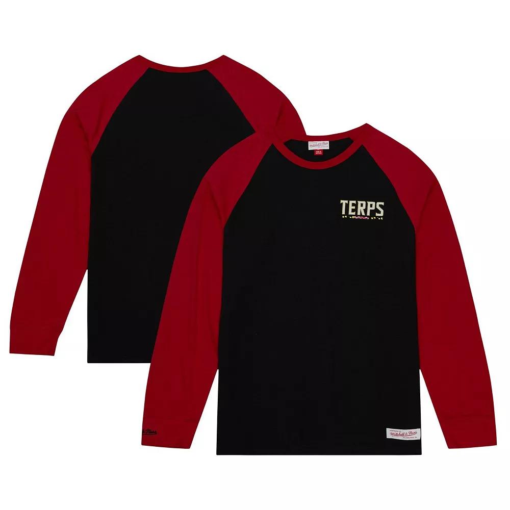 Men's Mitchell & Ness Black Maryland Terrapins Legendary Slub Raglan Long Sleeve T-Shirt, Size: Small Product Image