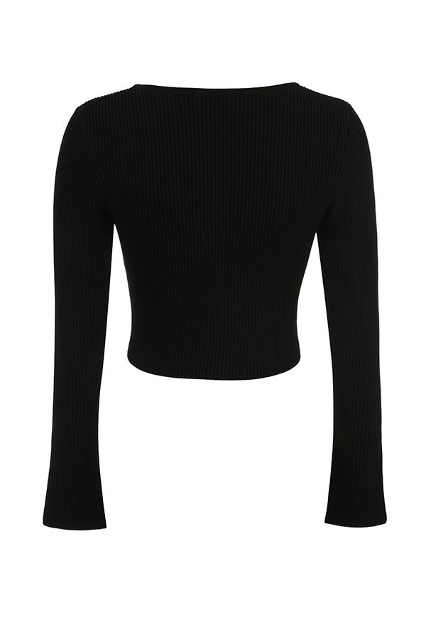 Sylvia  black ribbed knit cardigan - sale Product Image