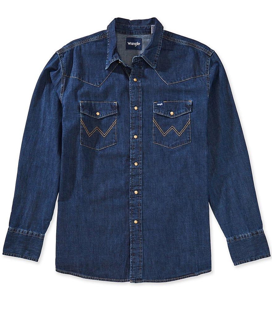 Wrangler® Long Sleeve Denim Western Shirt Product Image