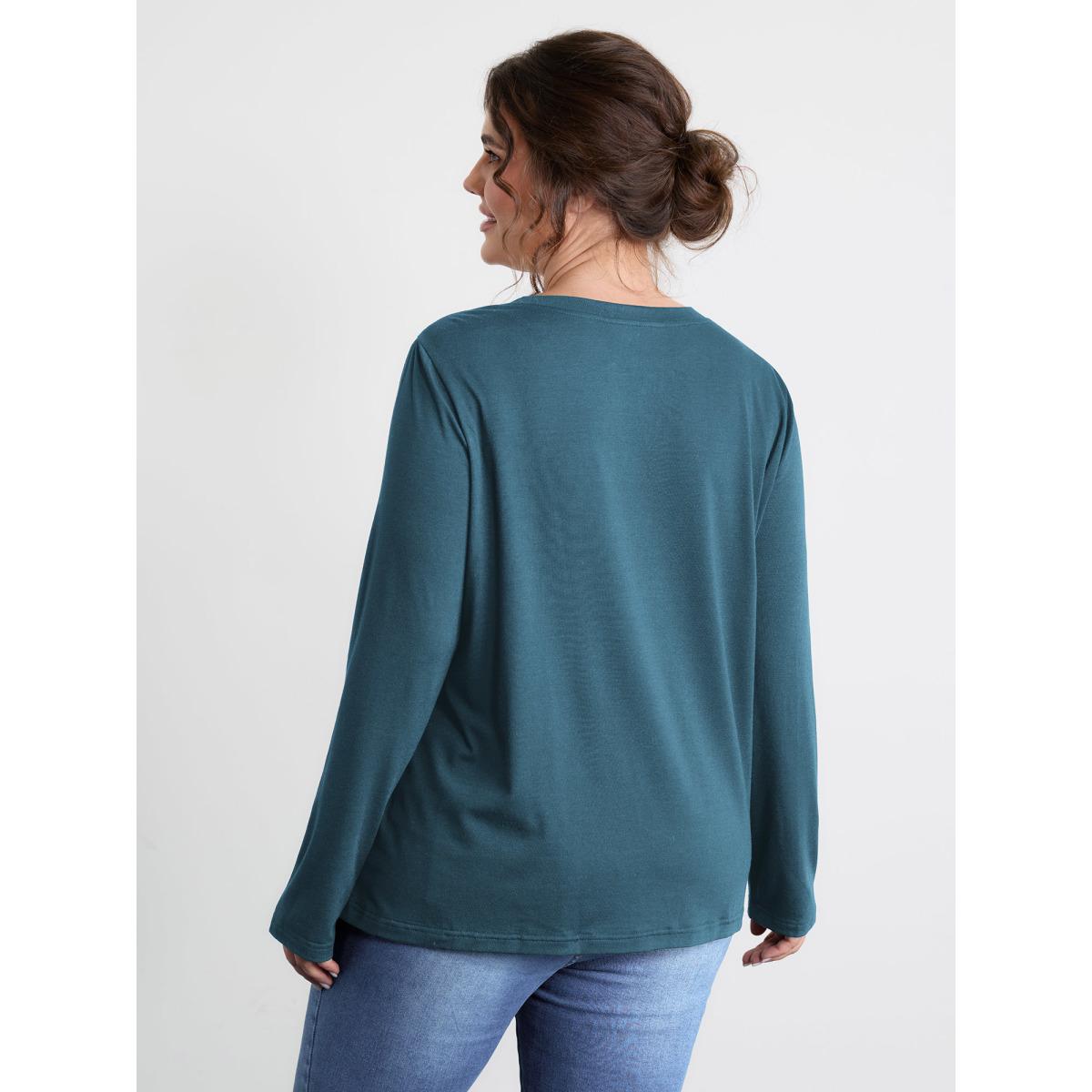 Plus Size Sequin Cord Embroidered Tree Round Neck T-Shirt Aegean Women Leisure Round Neck Casual T-shirts BloomChic 30/6X Product Image