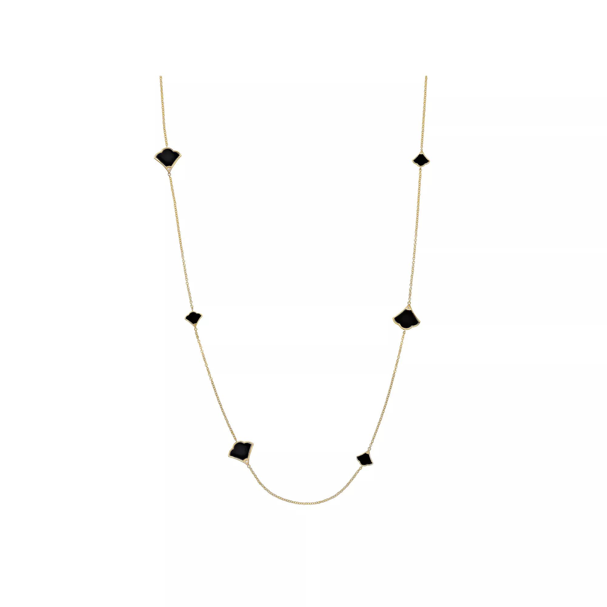 Gemminded Sterling Silver 14K Gold Plated Black Onyx Necklace, Women's,  Product Image