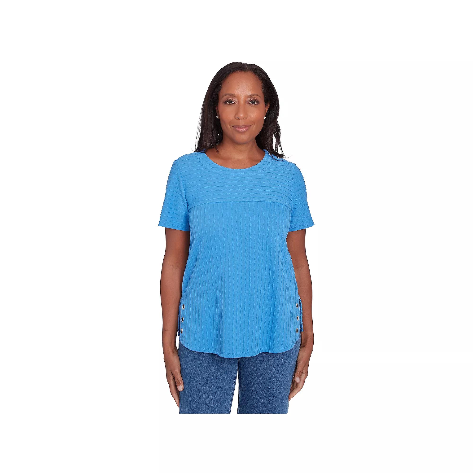 Women's Alfred Dunner Solid Textured Short Sleeve Tee,  Product Image