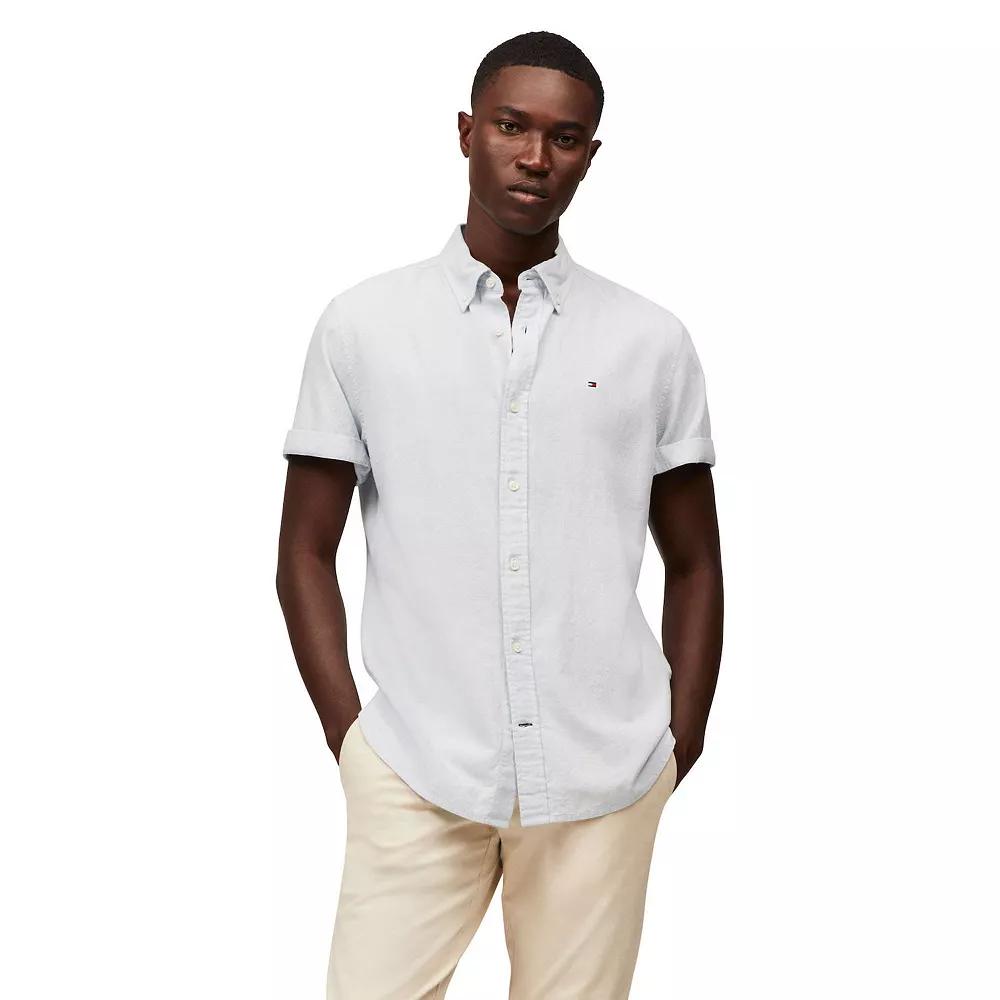Men's Tommy Hilfiger Short Sleeve Linen Blend Solid Shirt,  Product Image