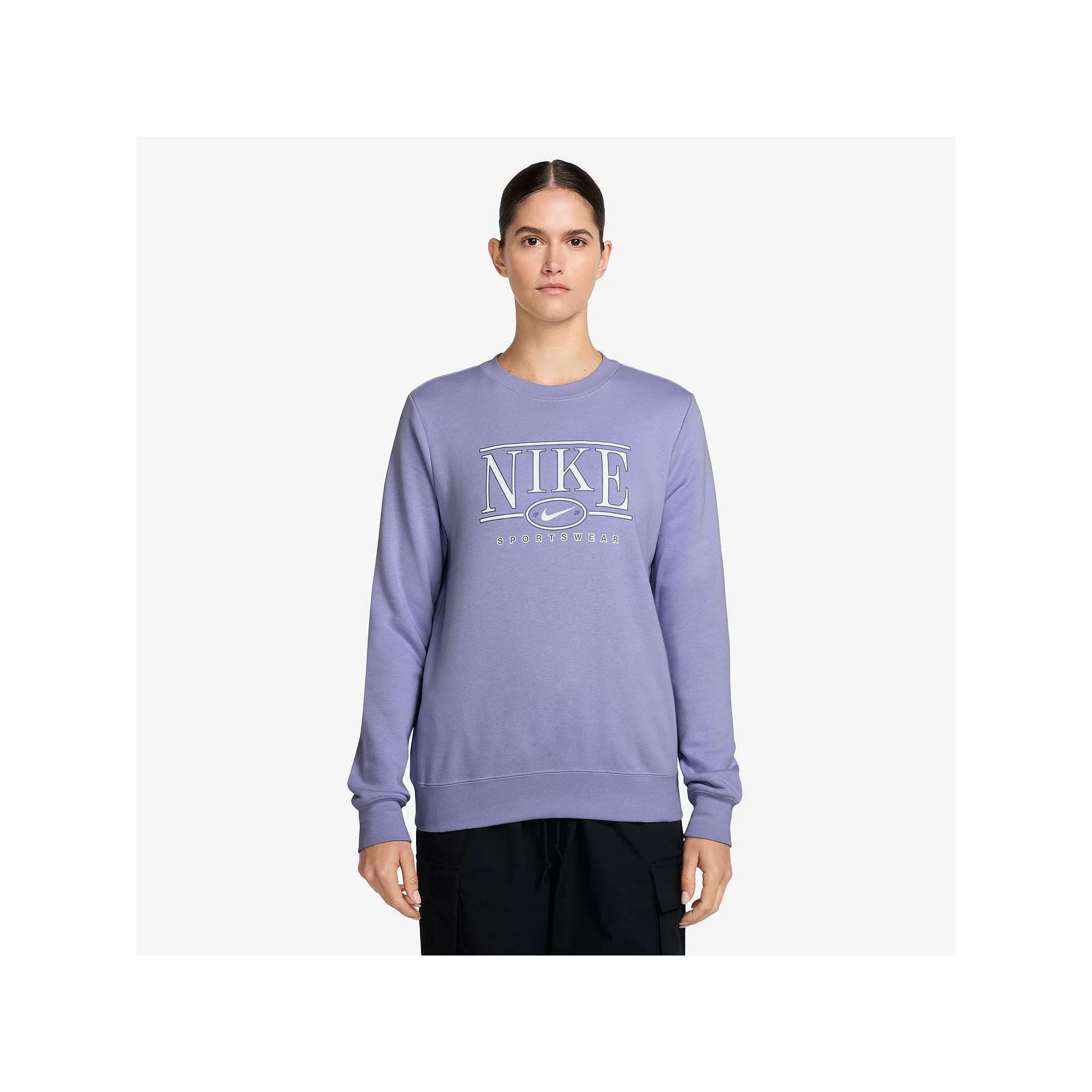 Women's Nike Sportswear Club Fleece Logo Crewneck Sweatshirt, Size: XXL, Purple Ice Product Image