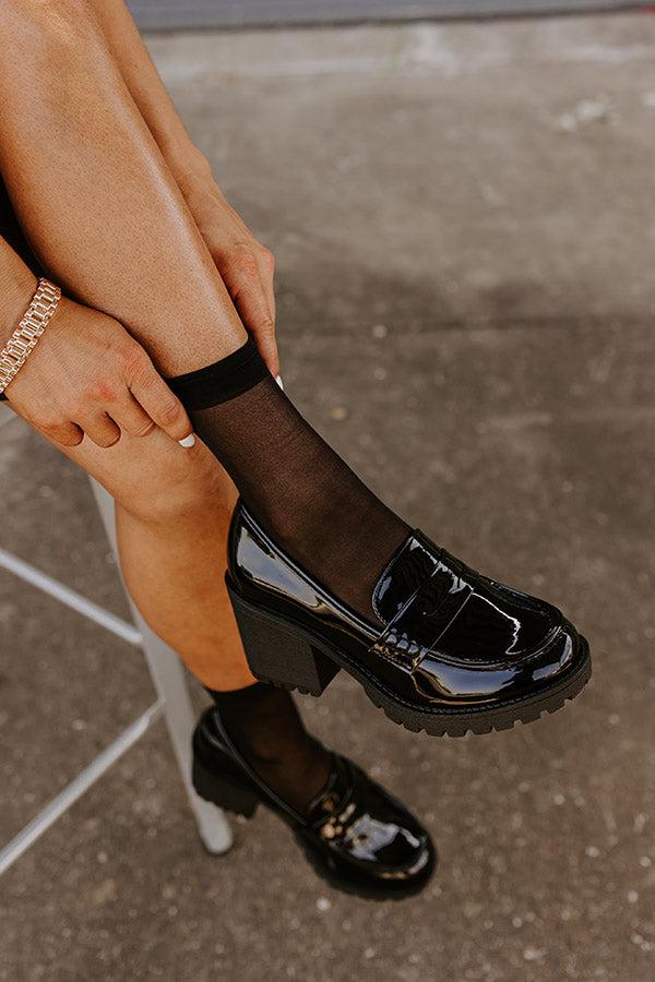 The Amara Patent Heel Loafer In Black Product Image