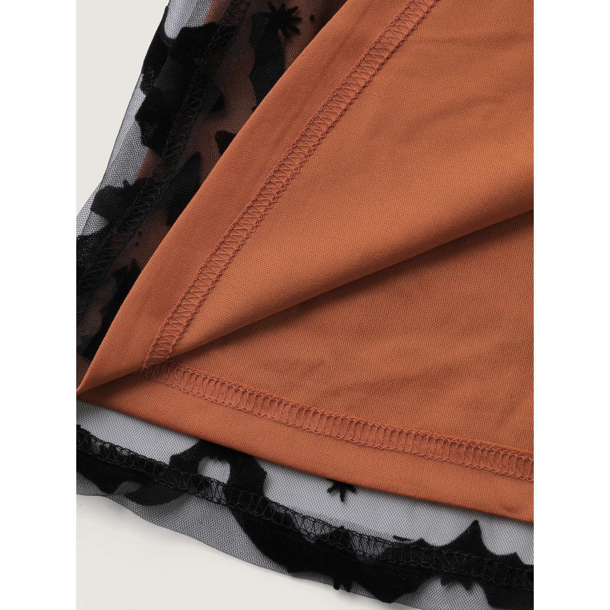 Plus Size Bats Print Halloween Sheer Pockets Maxi Dress Black Women Party&Cocktail Party Curvy Bloomchic 26/4X Product Image