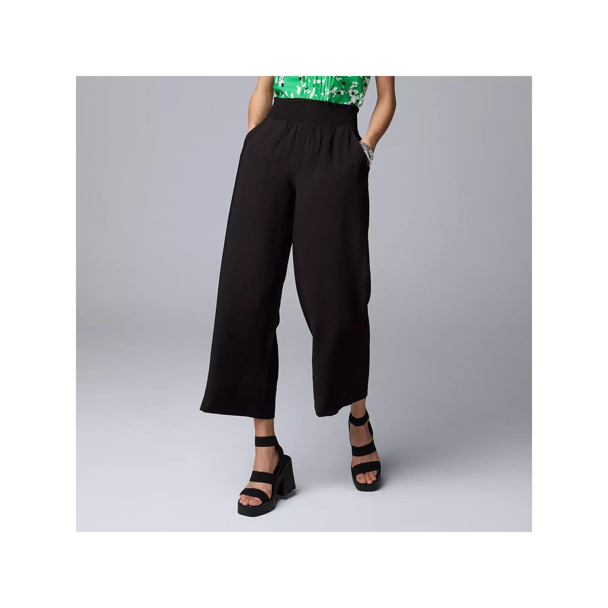 Women's Simply Vera Vera Wang Wide Leg Travel Pants, Size: XL, Black Product Image