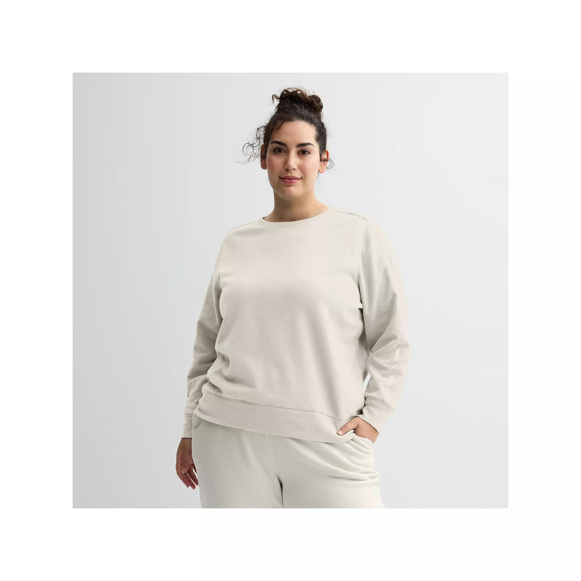 Plus Size Tek Gear® Ultrasoft Fleece Taped Crewneck Top, Women's, Size: 1XL, Red Wind Product Image