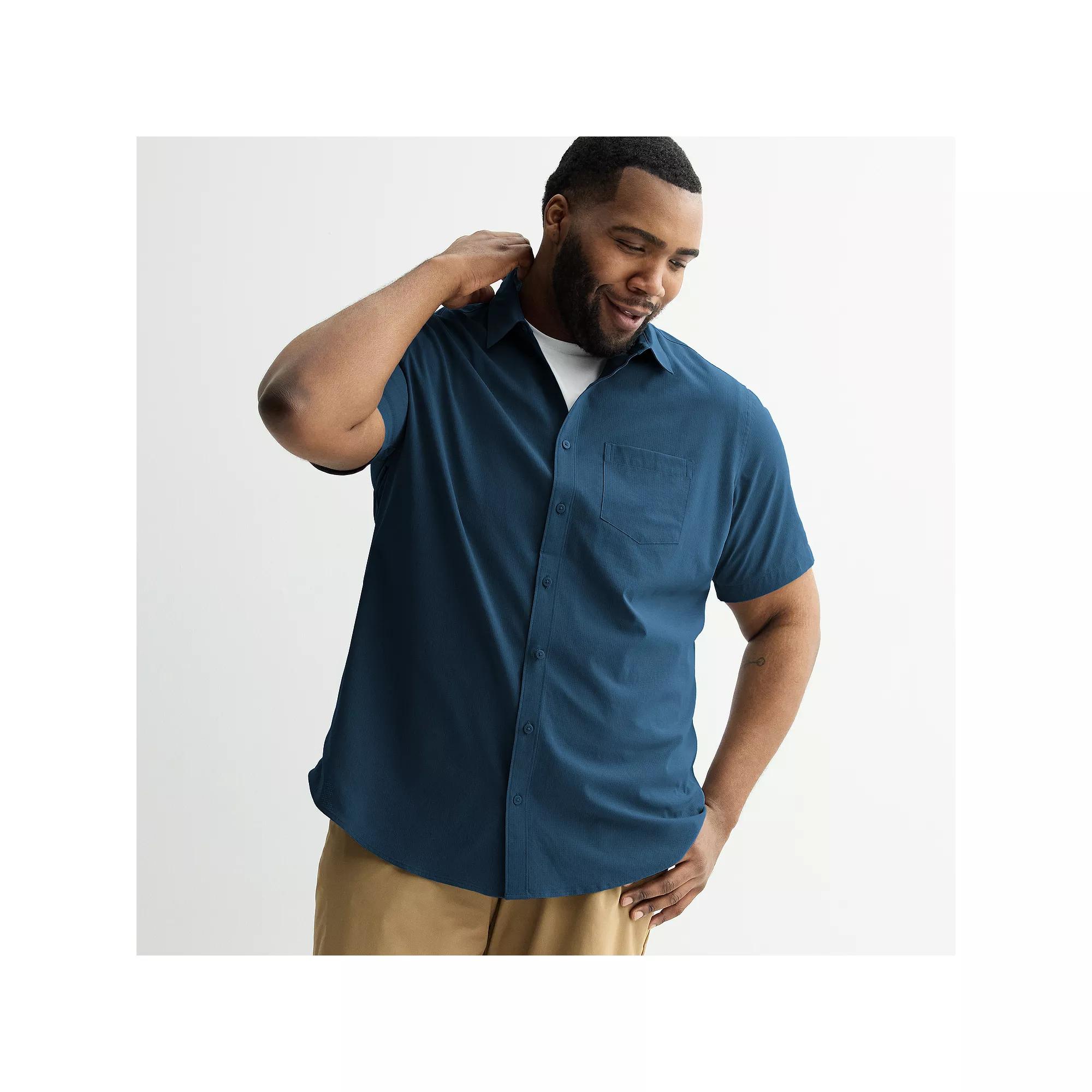 Big & Tall FLX Woven Shirt, Men's, Size: XL Tall, Blue Beauty Product Image