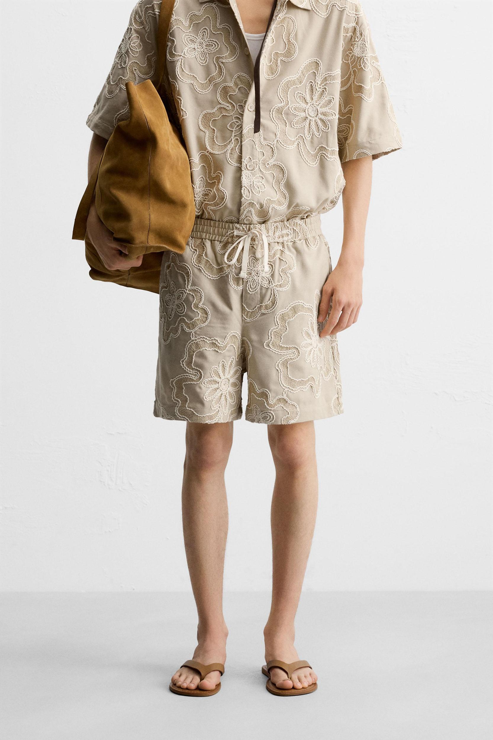 EMBOSSED EMBROIDERY SHORTS Product Image