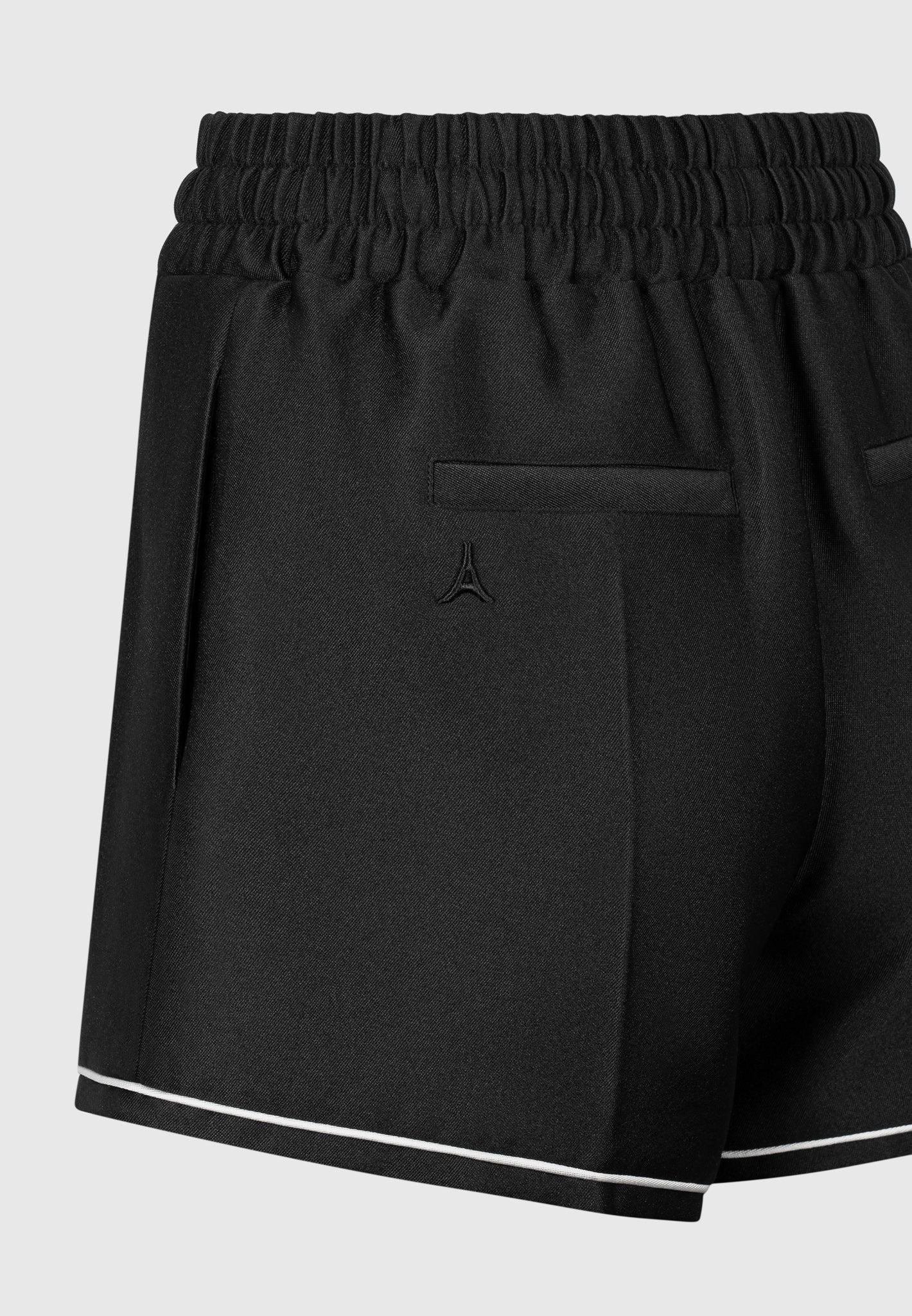 Satin Shorts with Piping - Black Female Product Image