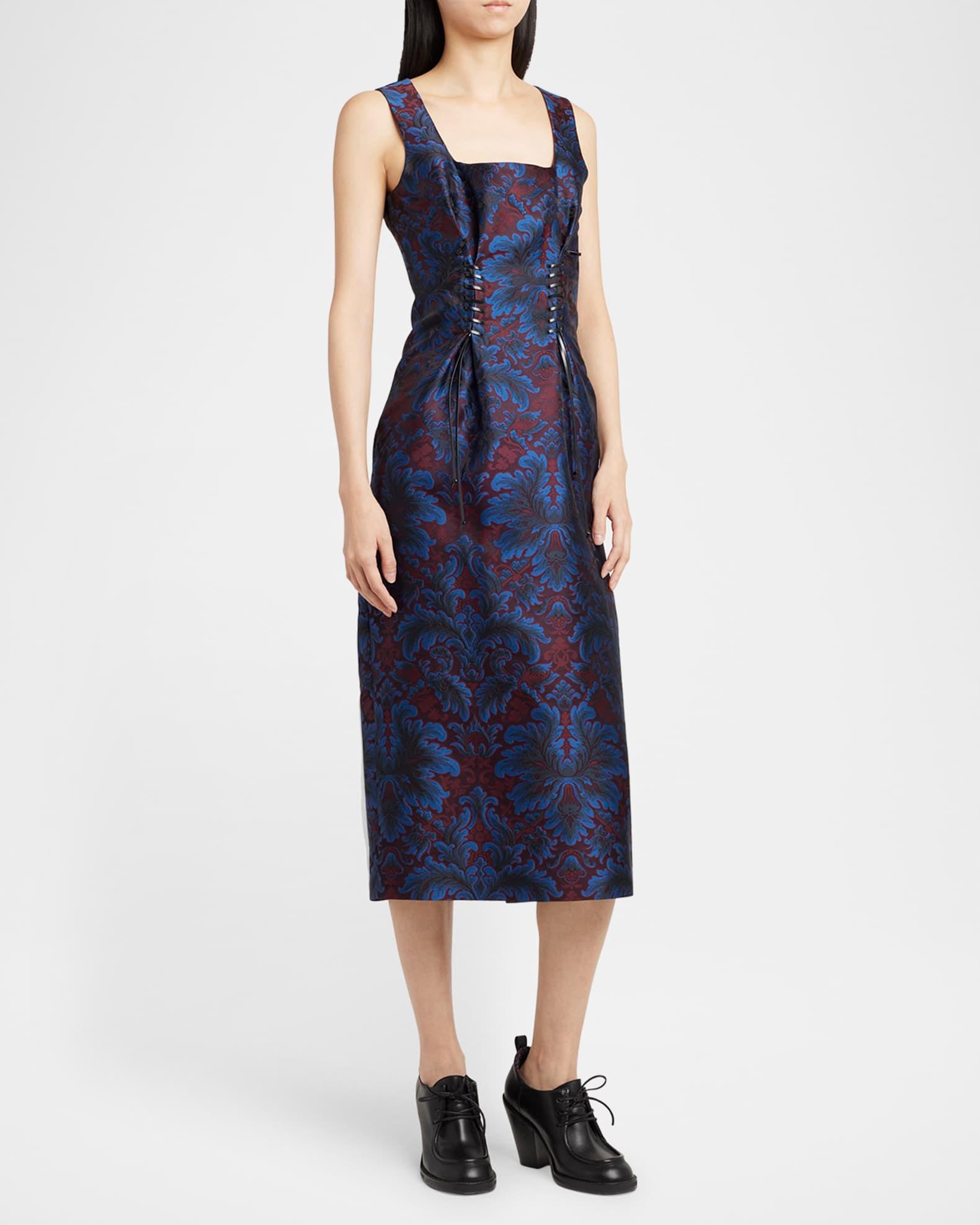 Floral Jacquard Laced Midi Dress Product Image