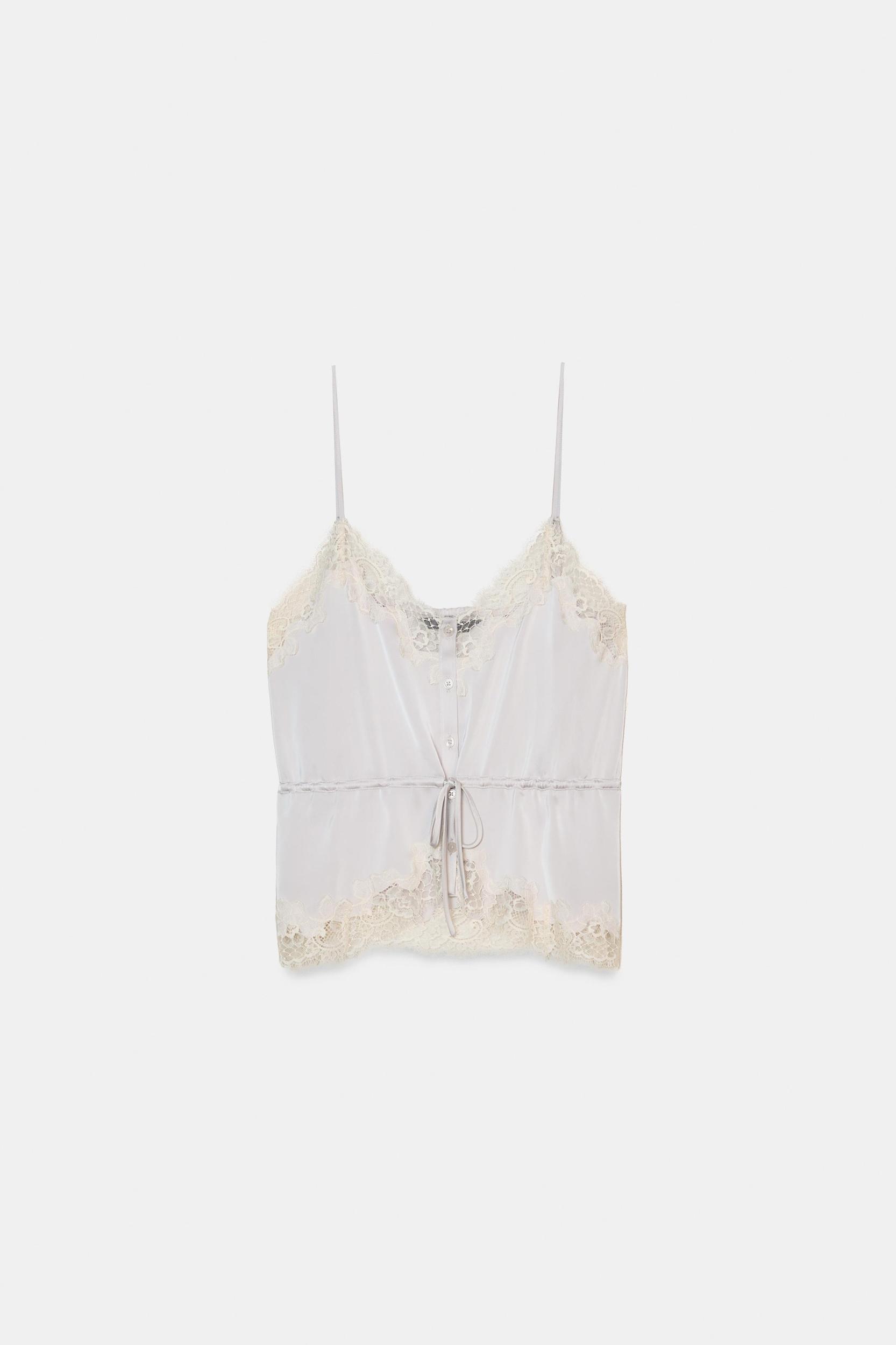 SATIN EFFECT LACE TOP Product Image
