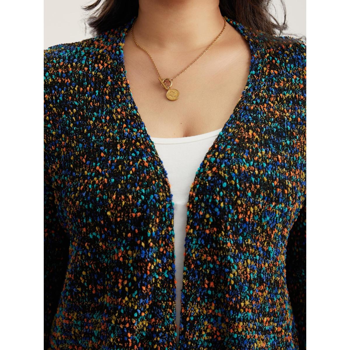 Plus Size Color Textured Open Front Cardigan Multicolor Women Leisure Loose Long Sleeve Casual Cardigans BloomChic 26/4X Product Image
