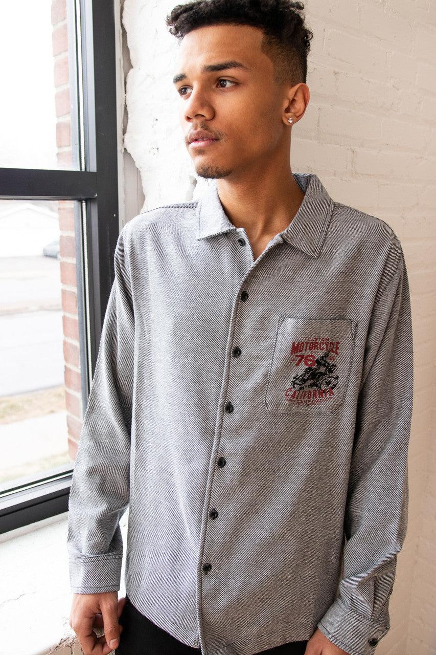 Long Sleeve Motorcycle Button Up Shirt Product Image