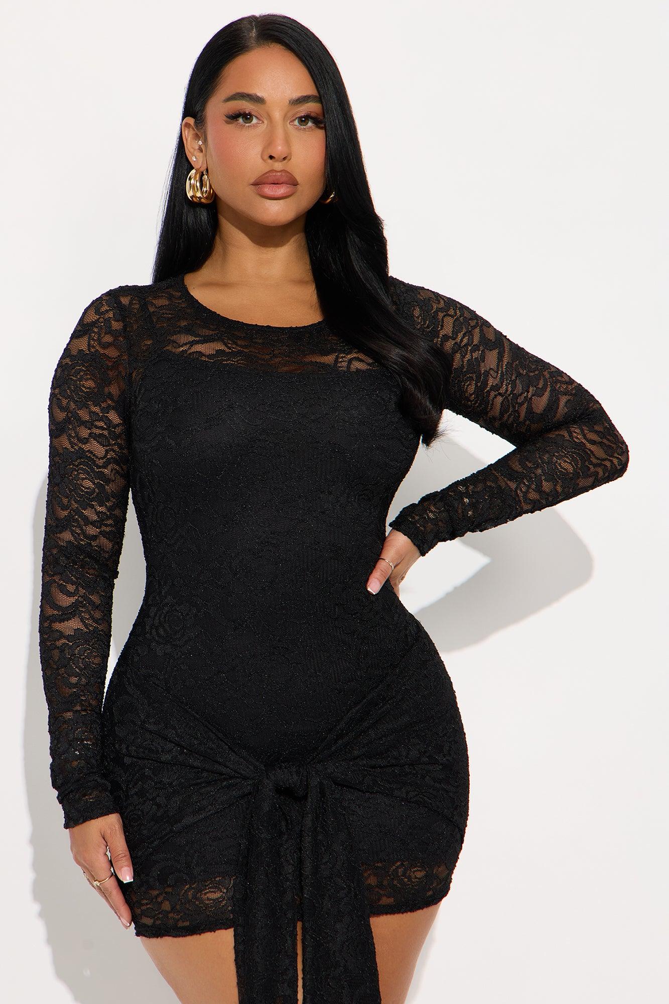 Long Time Love Lace Mini Dress - Black Female Product Image