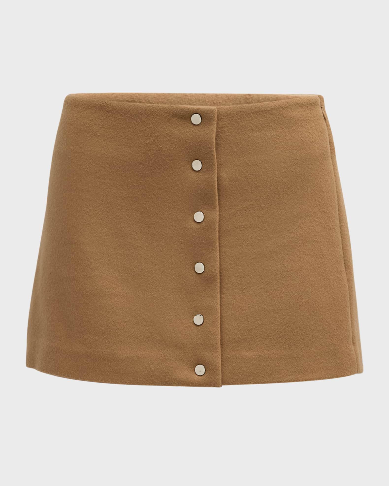 May Snap-Front Wool-Cashmere Mini Skirt Product Image