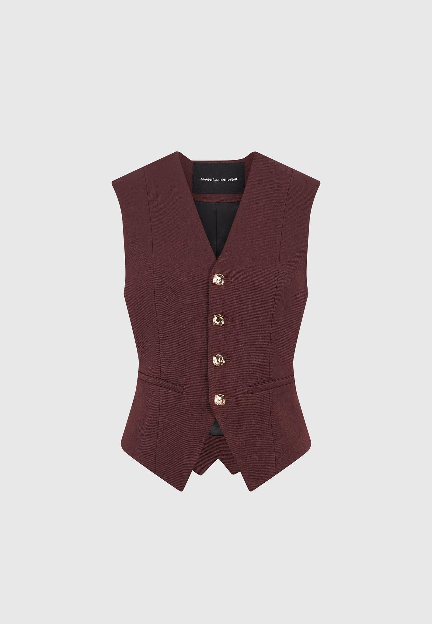 Christine - Tailored Cinch Waistcoat - Wine Red Female Product Image
