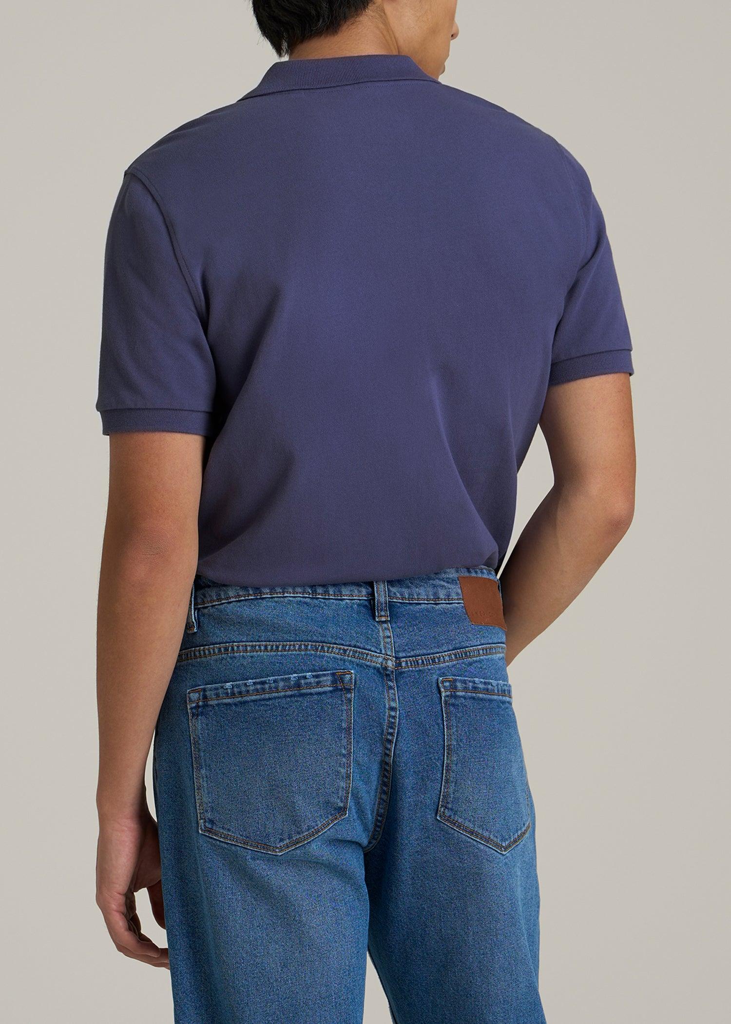 Classic Polo with Embroidered Logo for Tall Men in Future Dusk Male Product Image