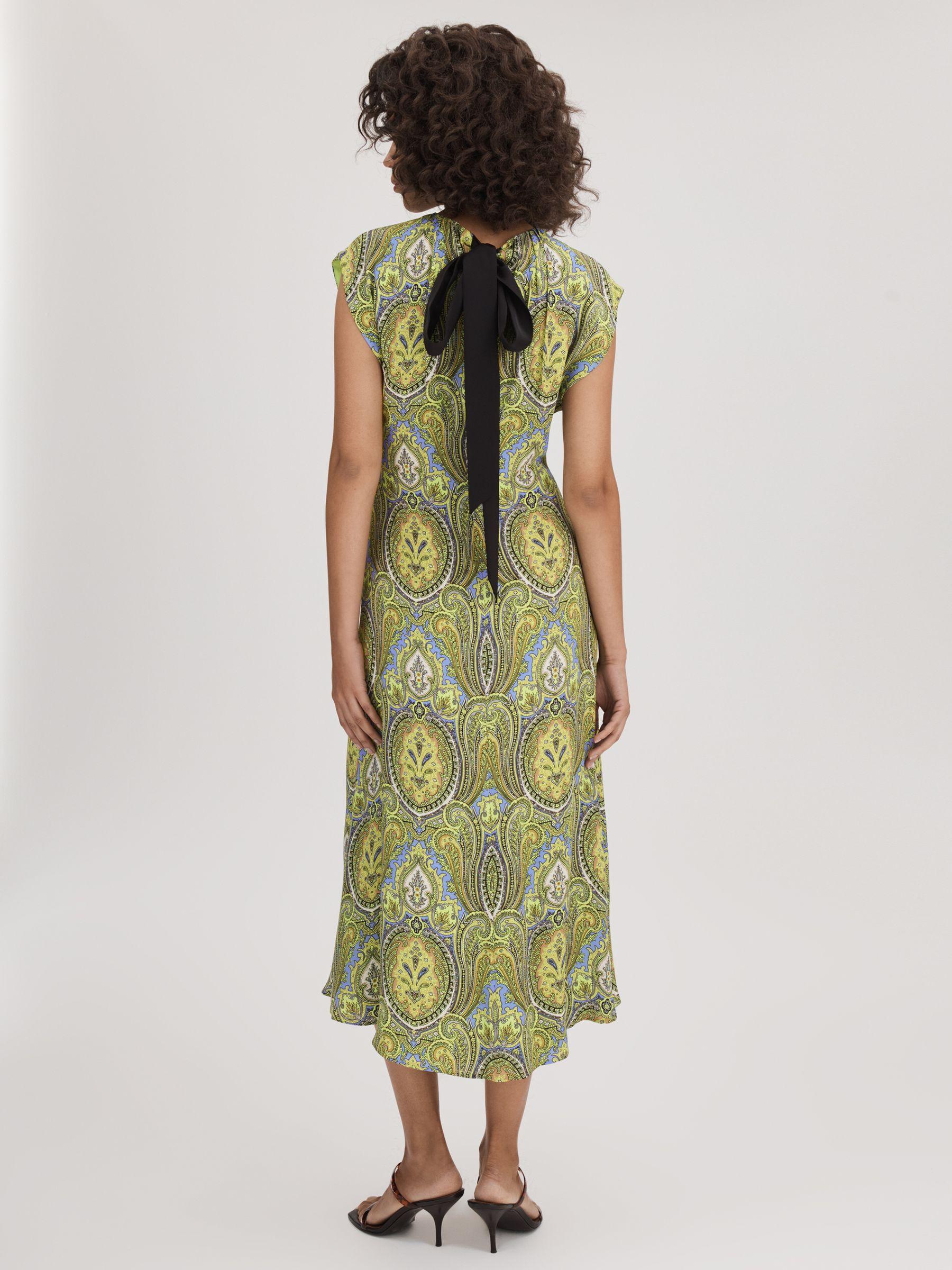 Florere Printed Tie Back Midi Dress in Lime/Green Product Image