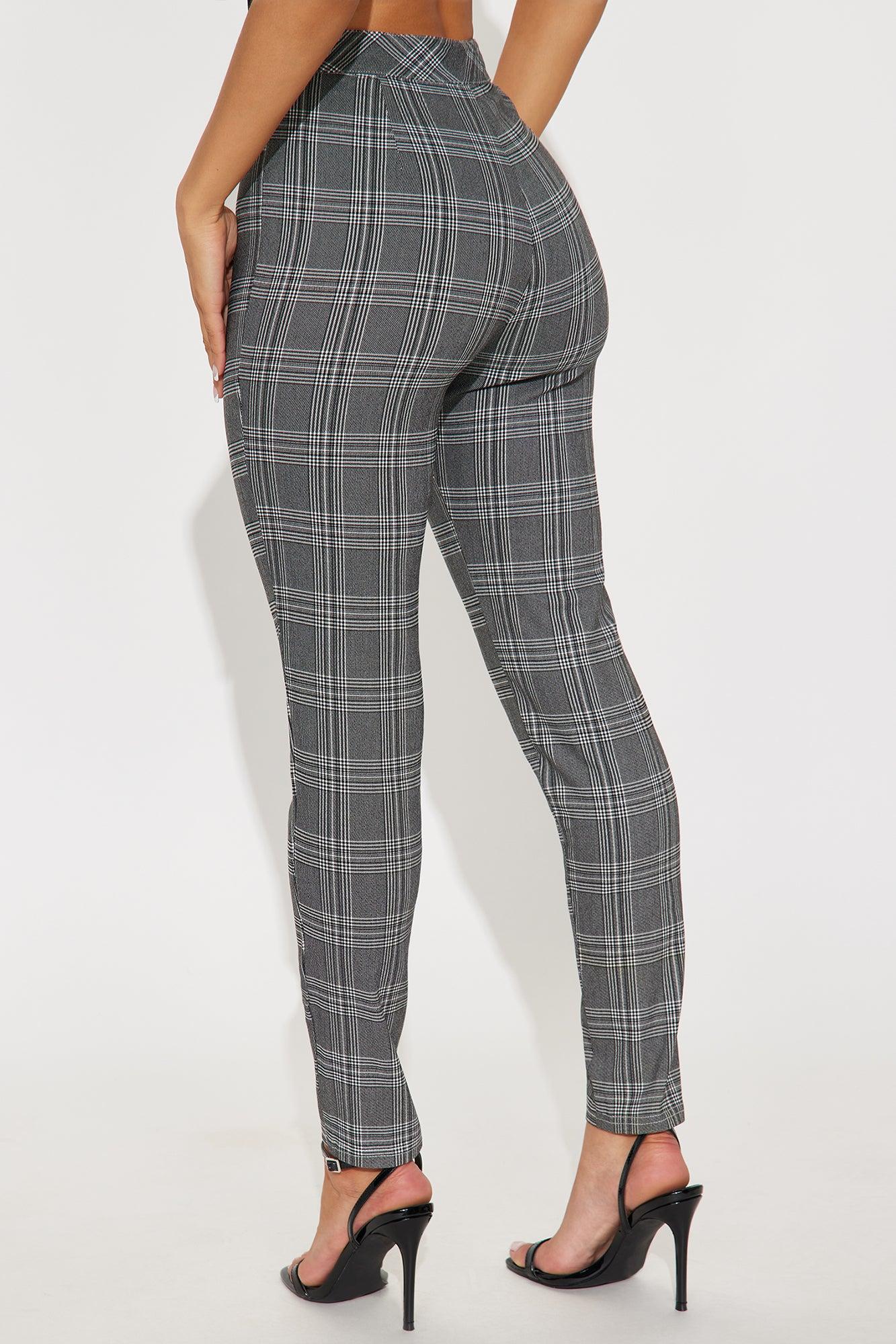 Chasity Plaid Pant - Black/White Product Image