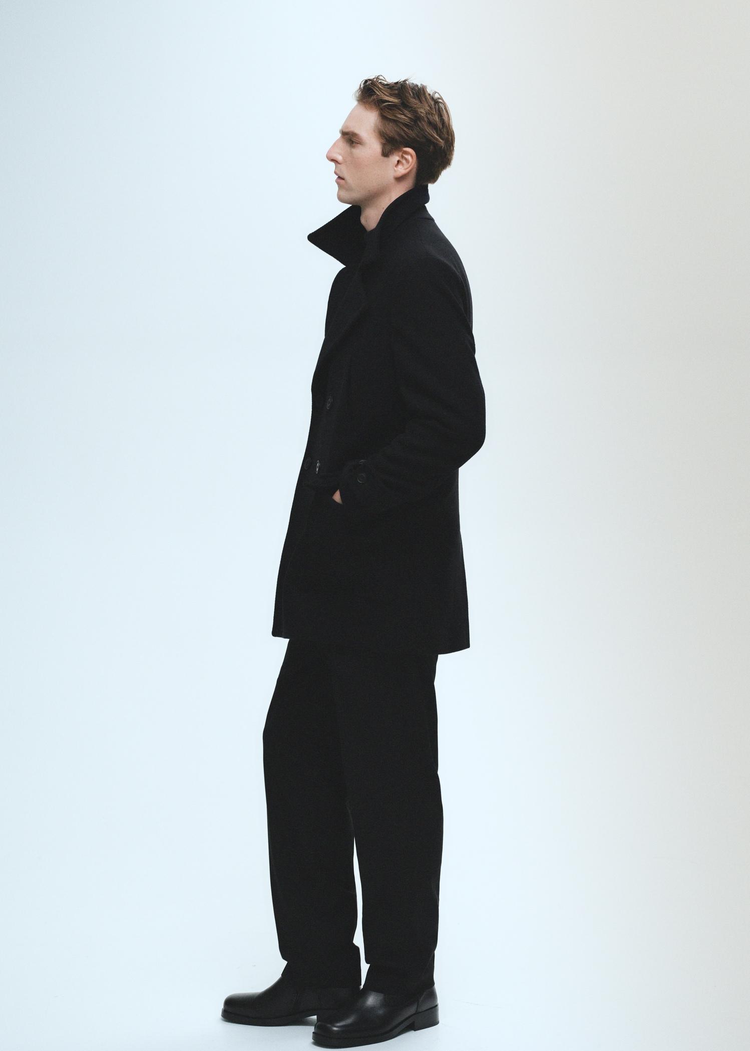 Recycled wool double-breasted coat - Men | MANGO USA Product Image