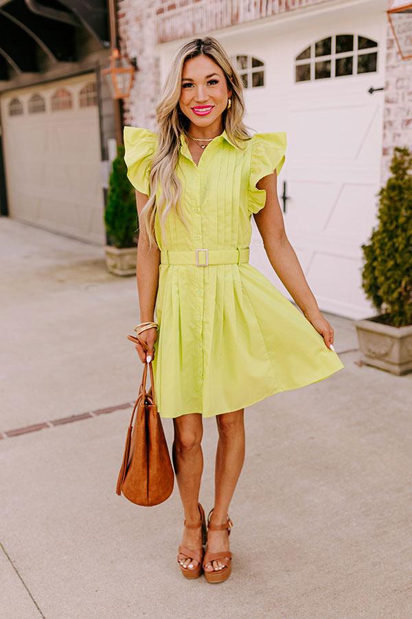 Take A Chance Ruffle Mini Dress in Lime Punch Product Image