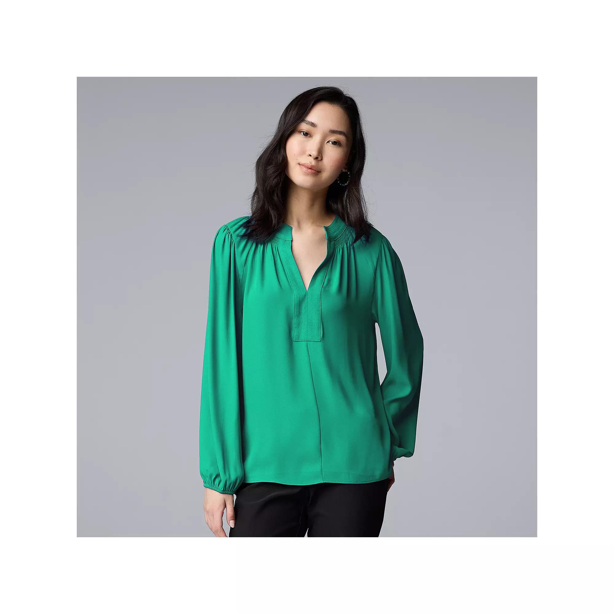 Women's Simply Vera Vera Wang Smocked Neck Blouse,  Product Image