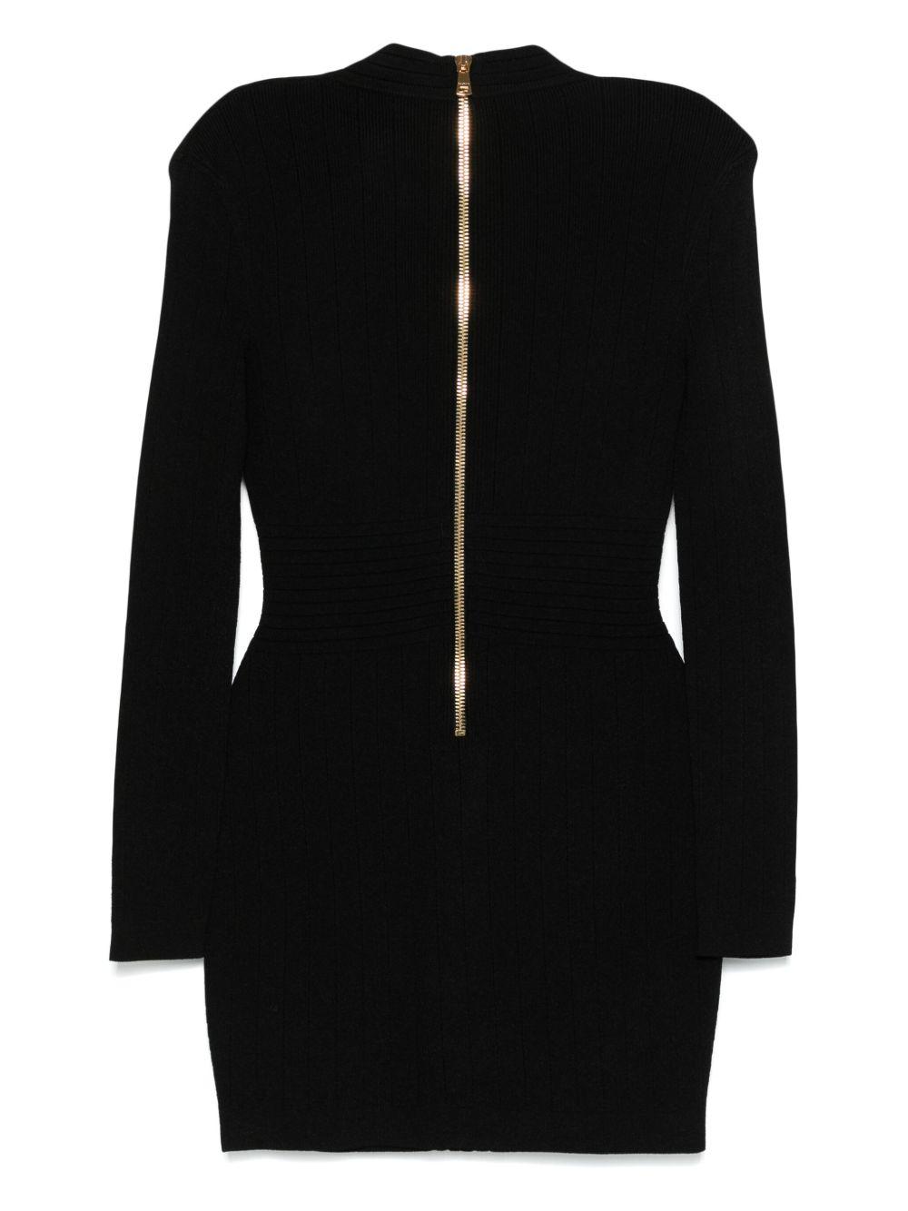 BALMAIN Mini Black Dress With Golden Buttons In Stretch Viscose Woman In Opa Noir Product Image