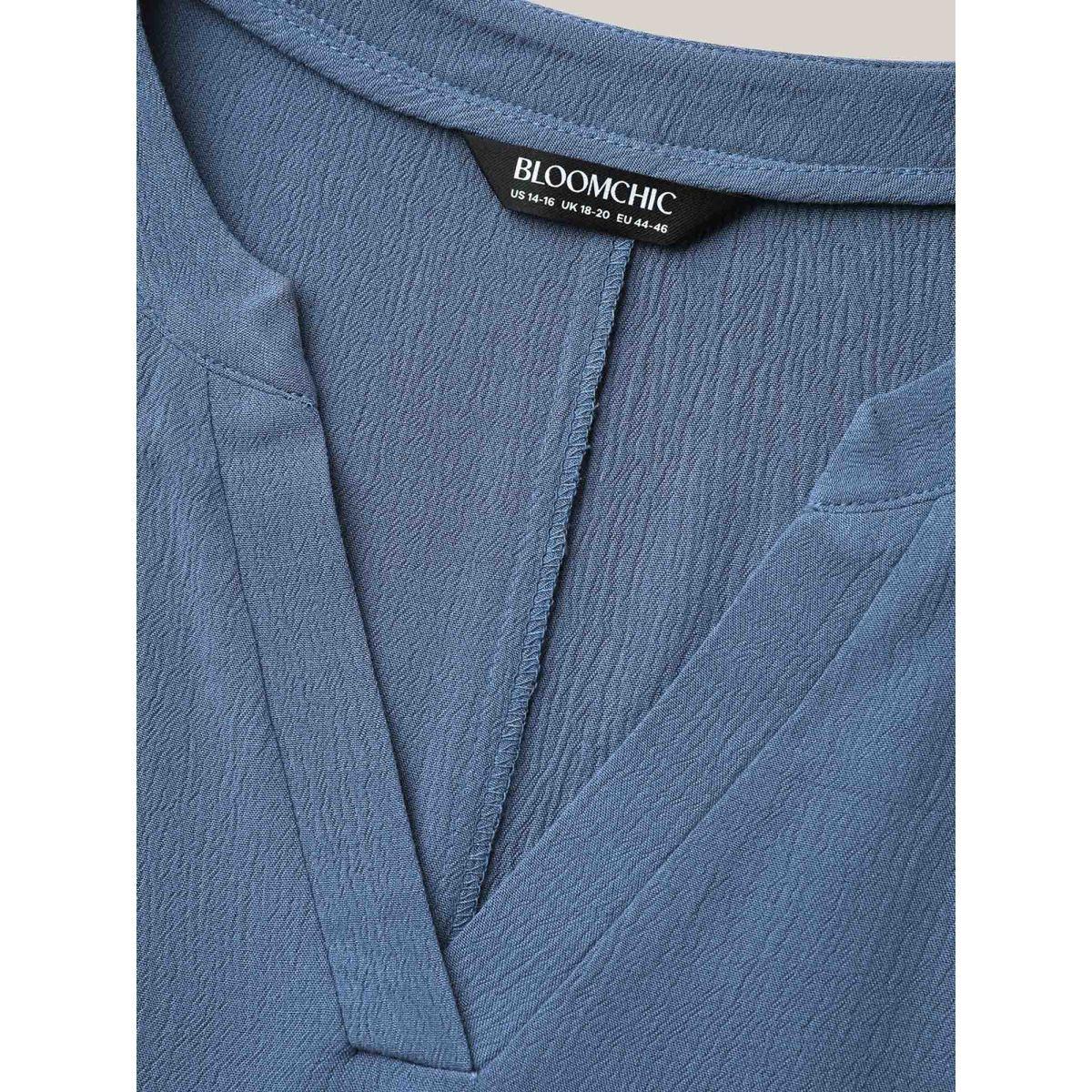 Plus Size Aegean Rayon Dolman Sleeve Notched Collar Blouse Women Casual Short sleeve Flat collar with V-notch Everyday Blouses BloomChic 28/5X Product Image