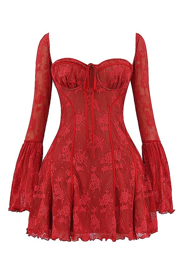 Analissa  scarlet lace corset dress Product Image
