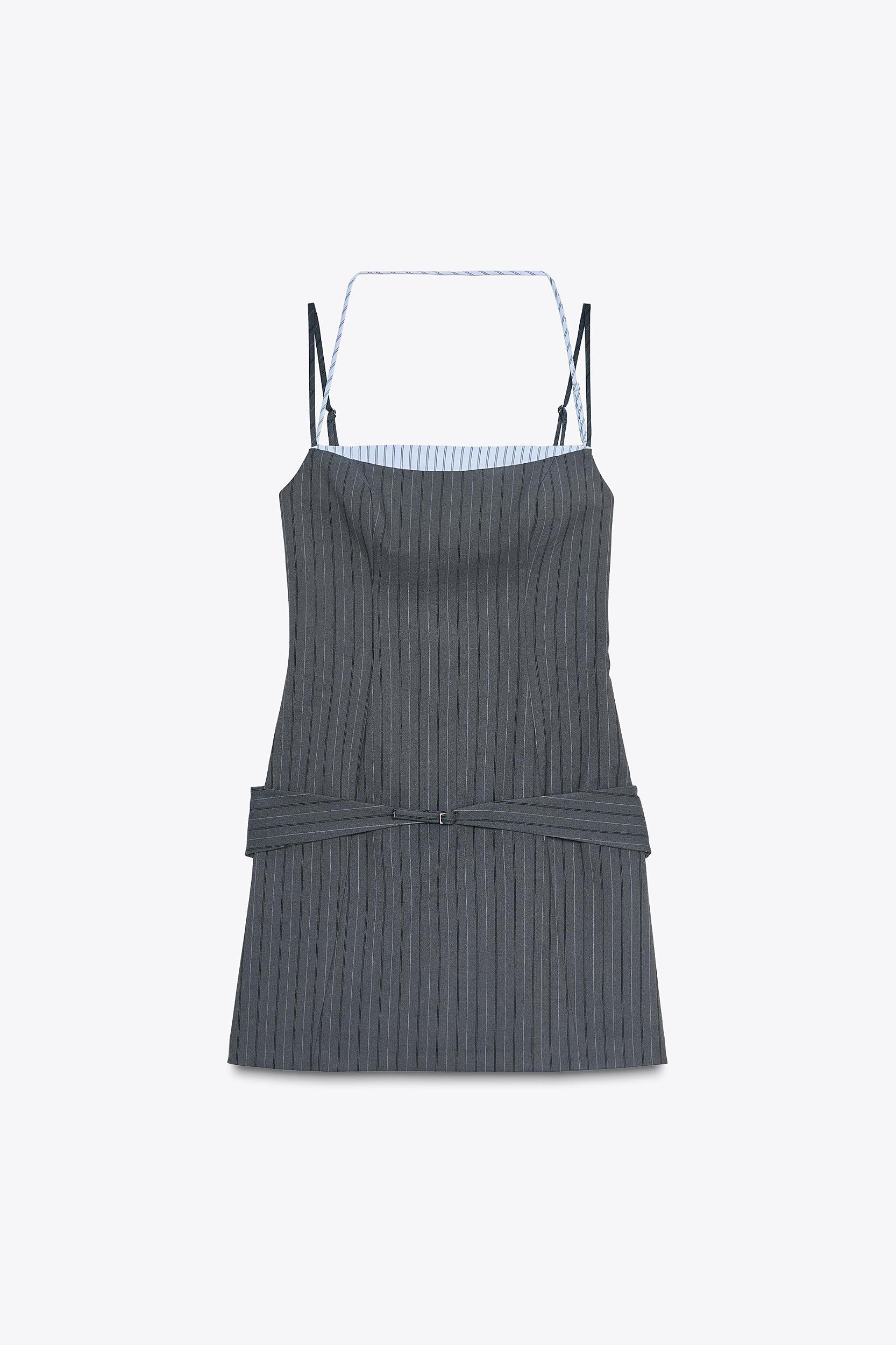 CONTRASTING PINSTRIPE DRESS Product Image