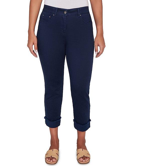 Ruby Rd. Petite Size Soft Stretch Twill Cuffed Hem Girlfriend Pants Product Image