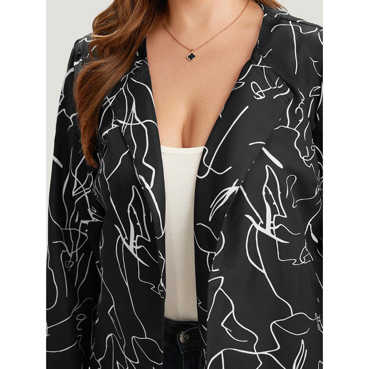 Plus Size Halloween Graffiti Print Open Front Maxi Coat Women Black Casual Contrast Ladies Dailywear Winter Coats BloomChic 22-24/3X Product Image