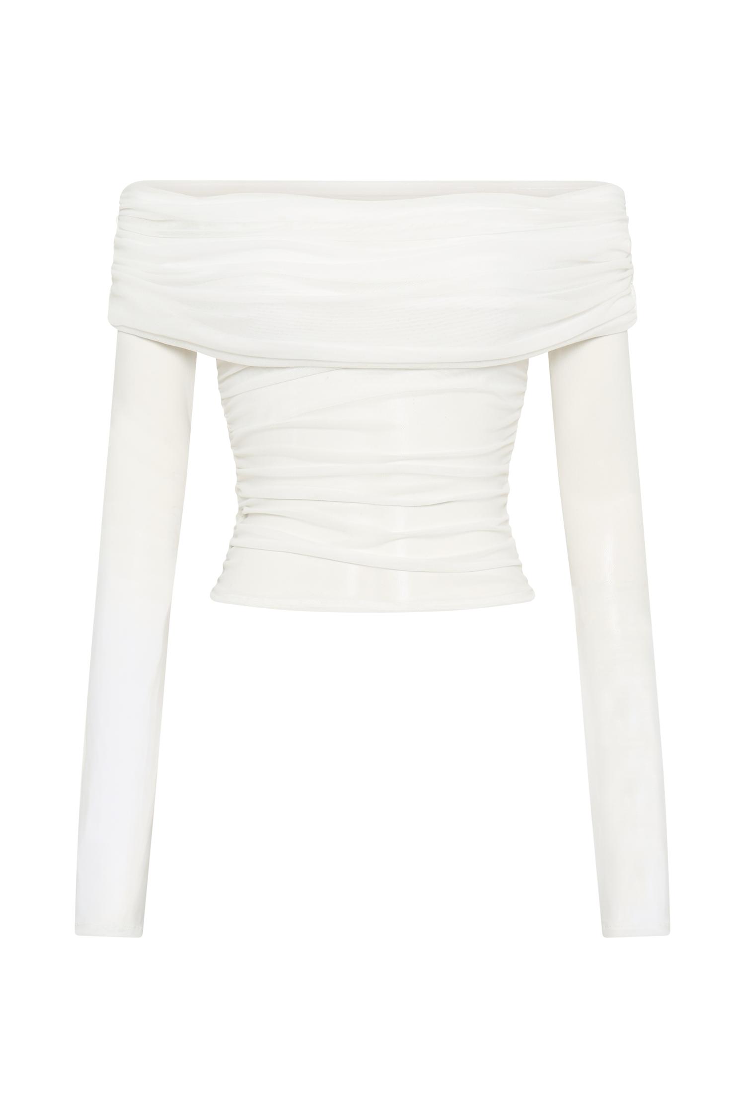 Lucinda Recycled Nylon Off Shoulder Top - White Product Image