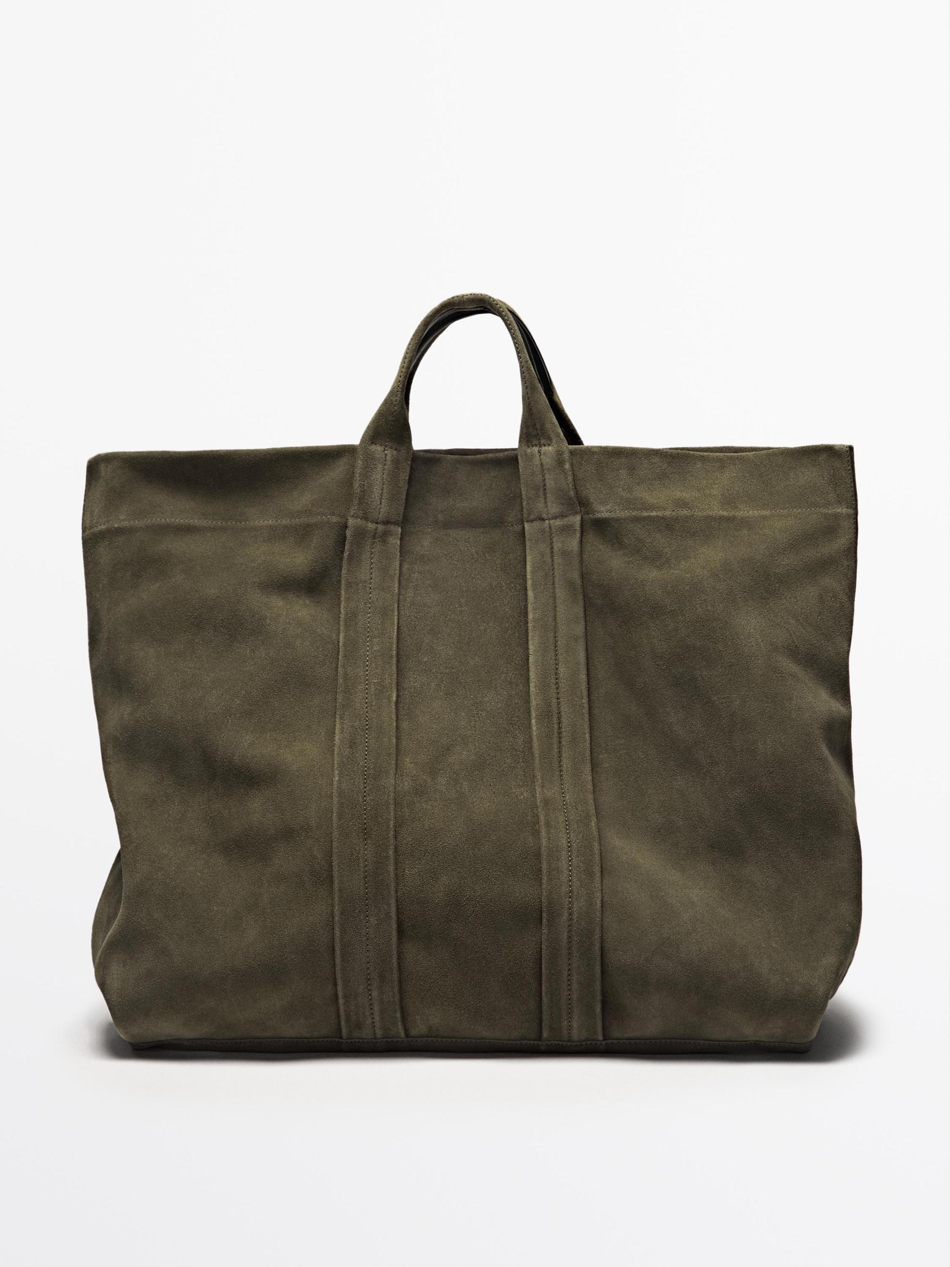 Split suede leather shopper bag Product Image