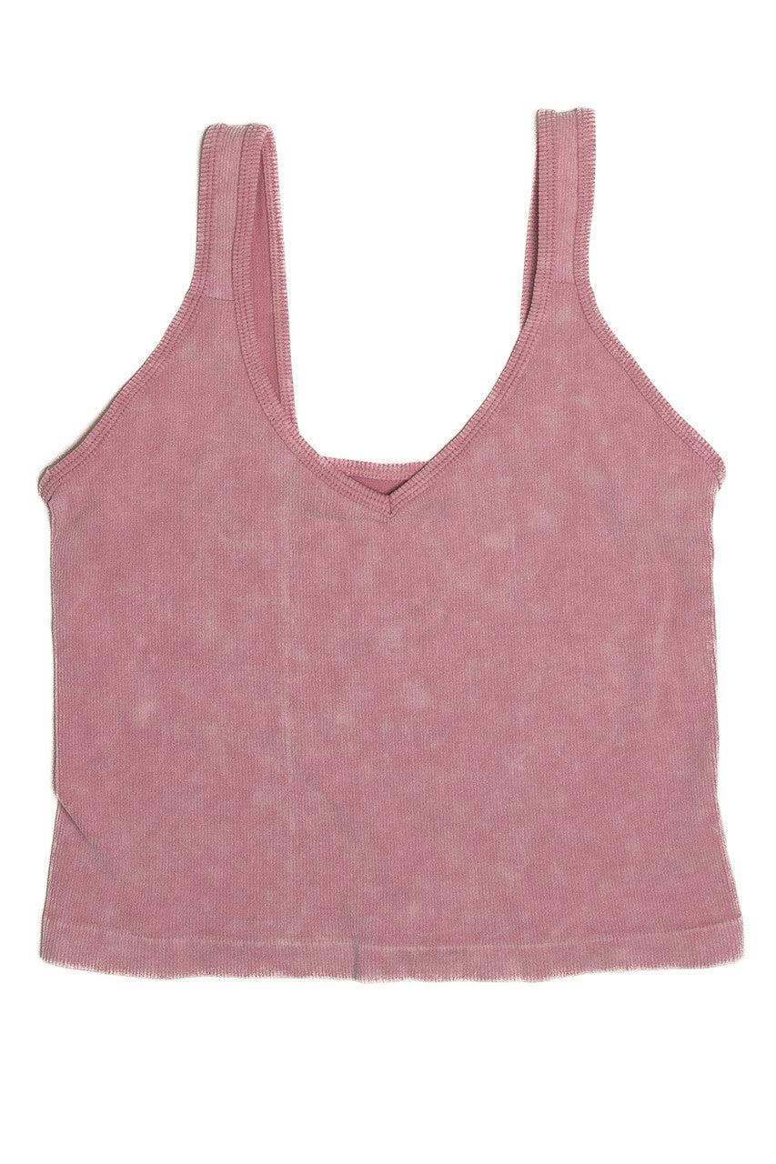 Sky Blue Ribbed Deep V Top Product Image