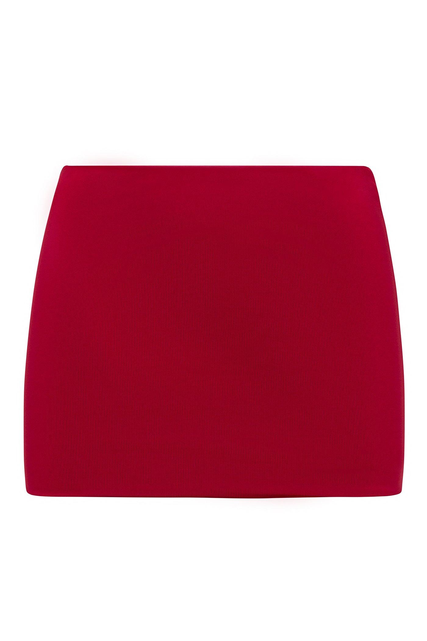 Contour Double Lined Mini Skirt - Red Female Product Image