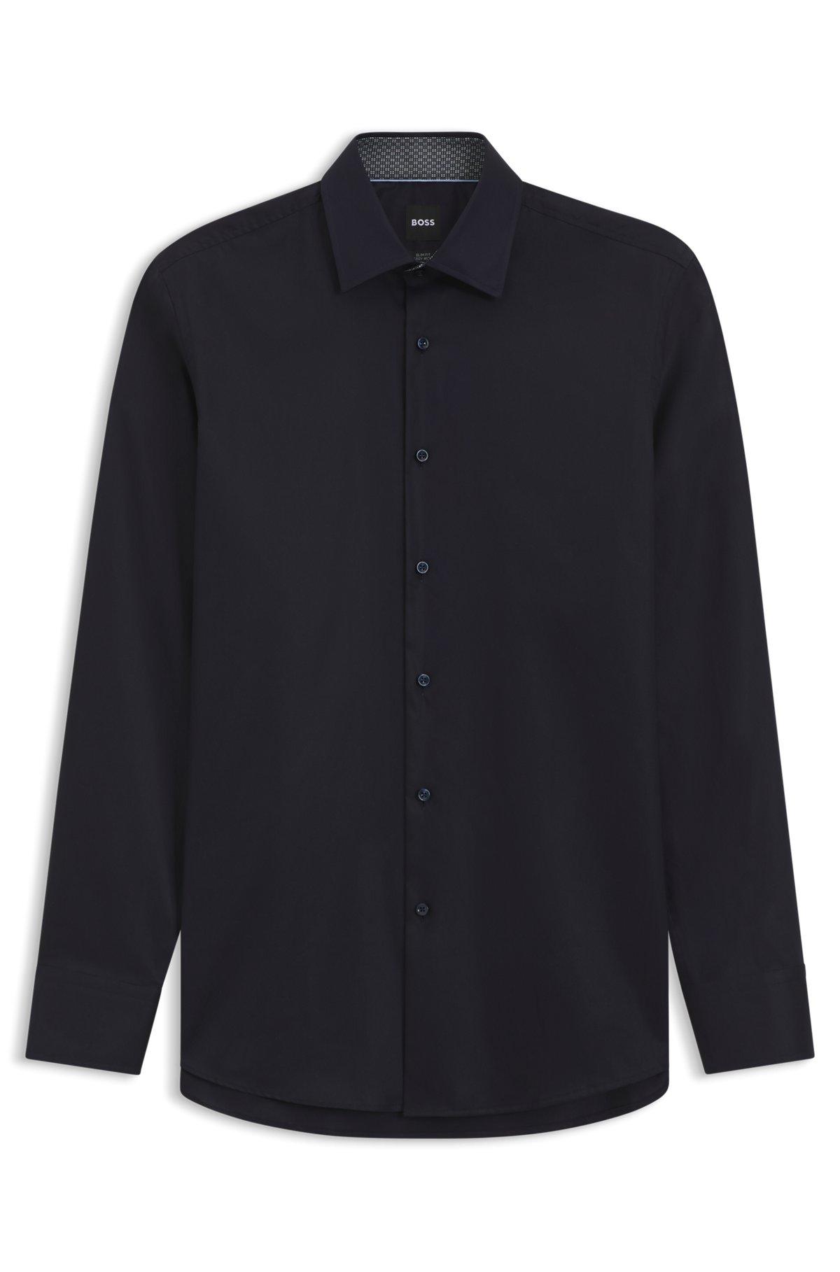 Easy-iron slim-fit shirt in cotton poplin Product Image