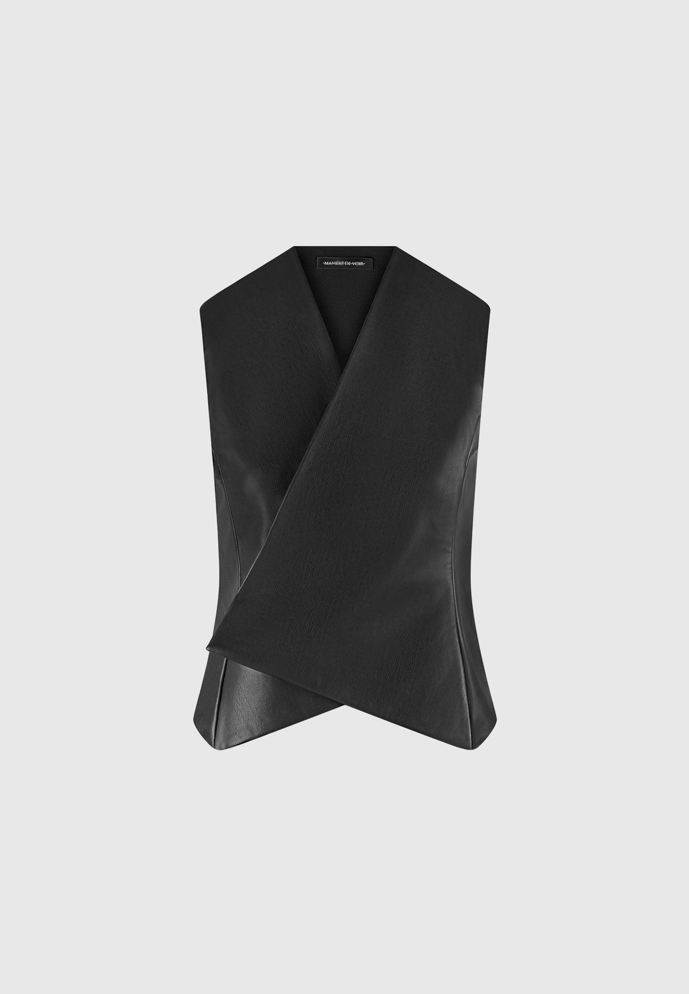 Laurence - Leather Wrap Waistcoat - Black Female Product Image