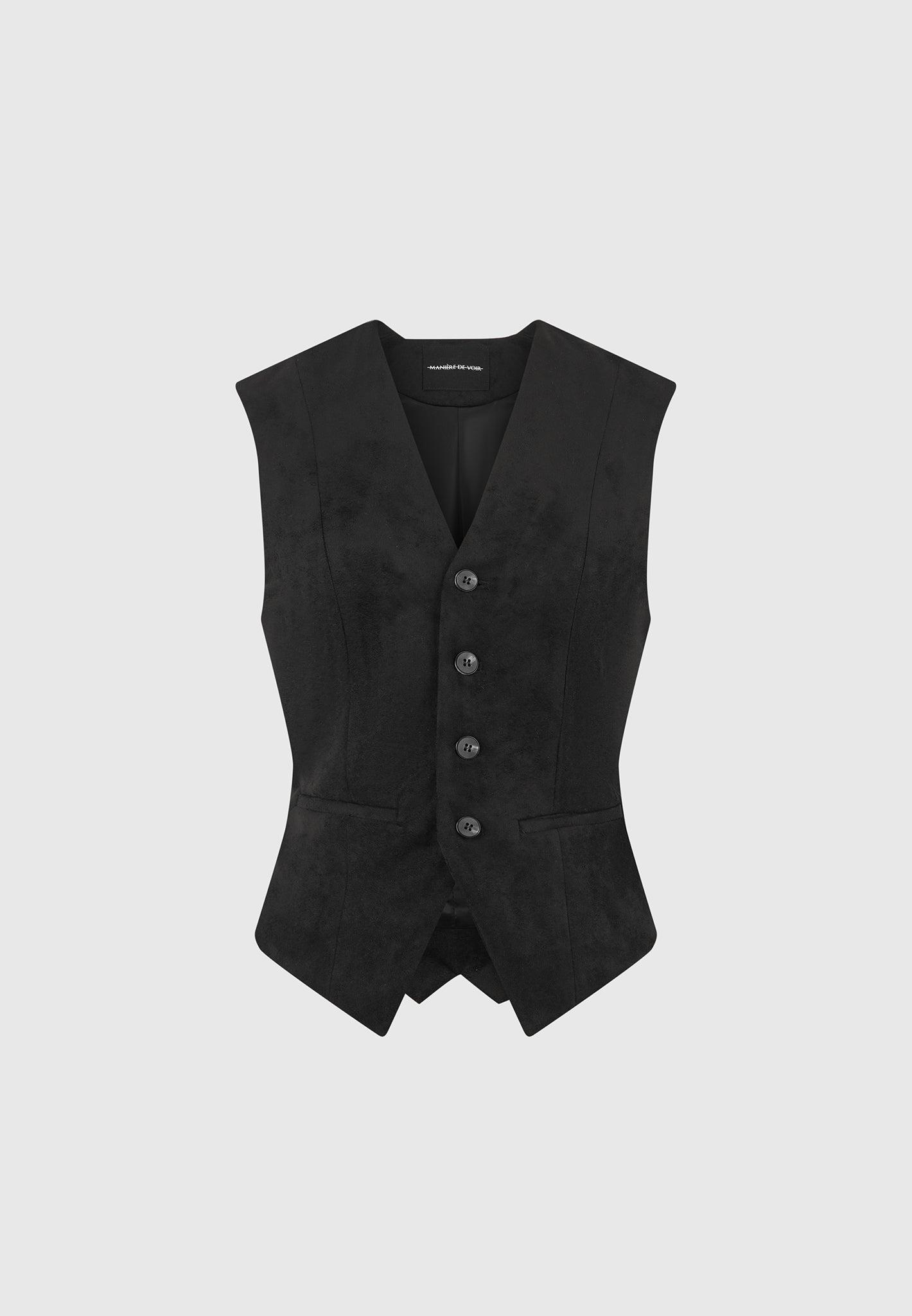 Christine - Suede Cinch Waistcoat - Black Female Product Image