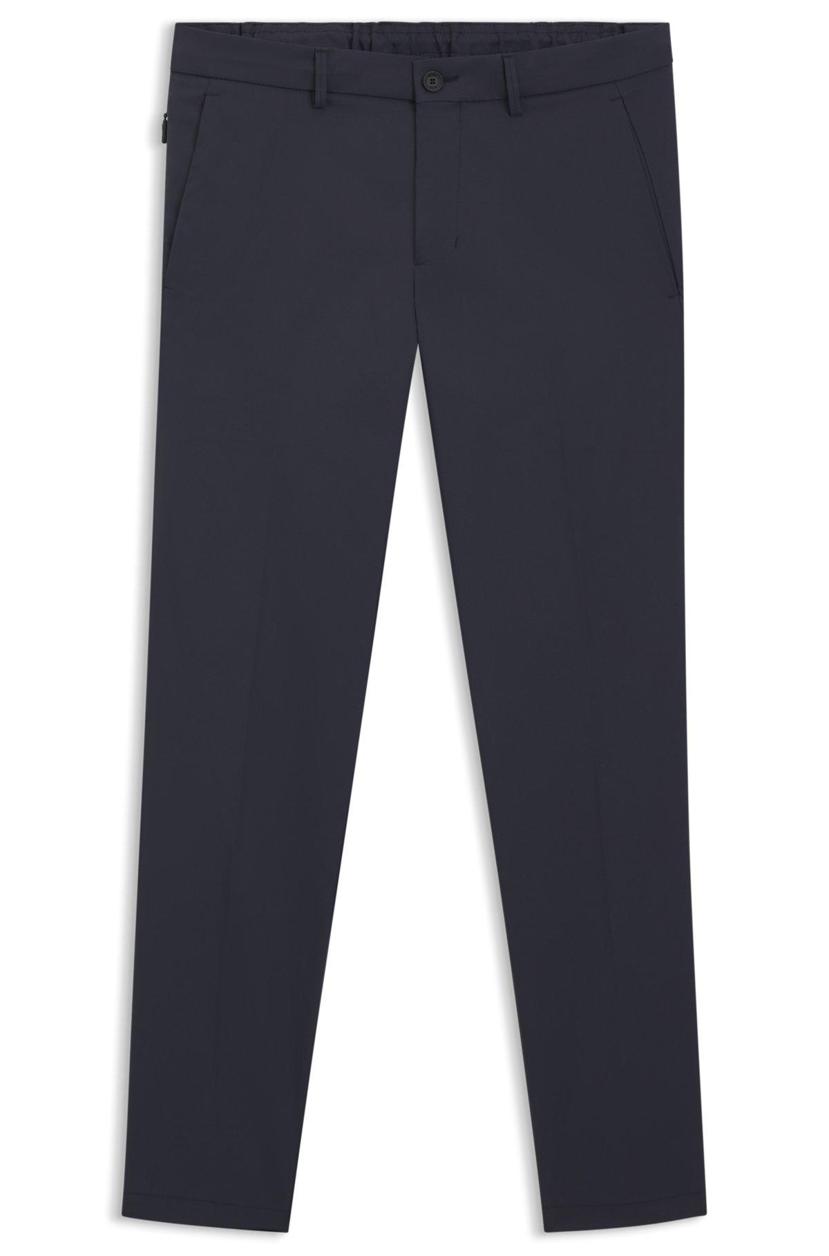 BOSS - Cuffed pants in water-repellent four-way-stretch twill - Dark Blue Product Image