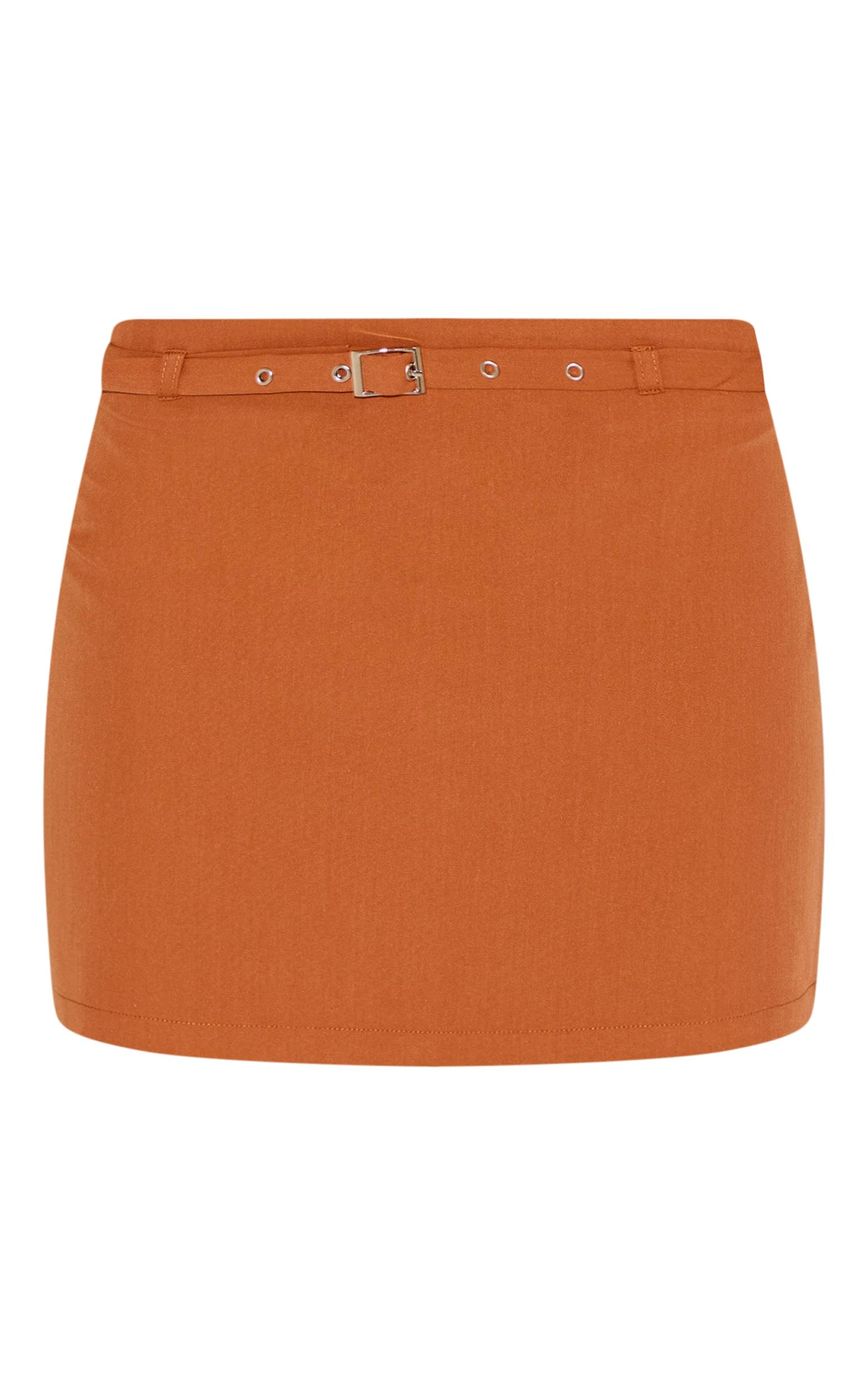 Rust Black Thin Belt Detail Tailored Mini Skirt Product Image