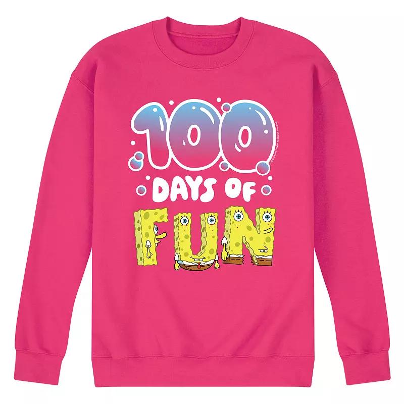 Mens SpongeBob SquarePants 100 Days Of Fun Fleece Sweatshirt Pink Product Image